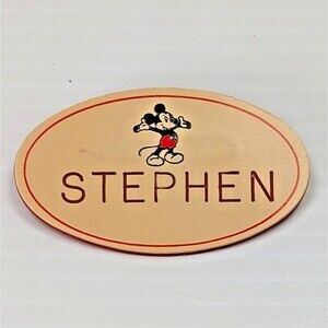 Vintage Disneyland 1980's Cast Members STEPHEN Name Tag Badge